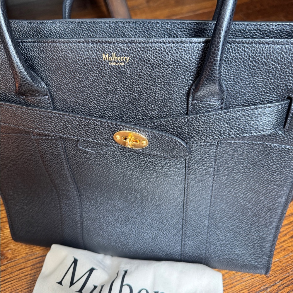 Mulberry Black Leather Tote with Orange Interior - Picture 2 of 12